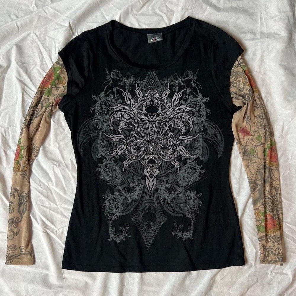 Tattoo Sleeve Gothic Graphic Top - Picture 2 of 8